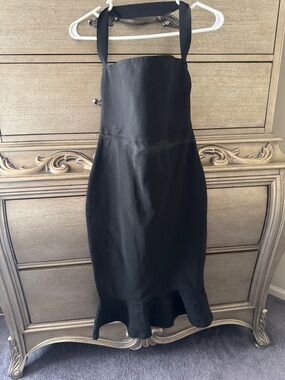 Love Black Midi Dress with Wide Straps and Fluted Hem